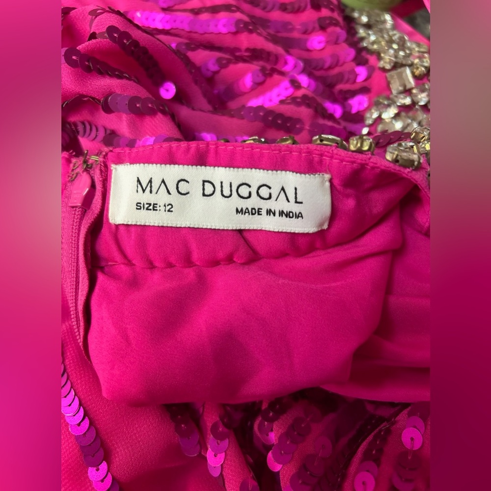 Mac Duggal Fuchsia Pink Sequin Halter Mini Dress - Picture 4 of 7